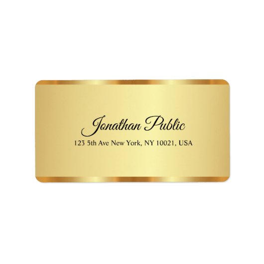 Étiquette Moderne élégant or élégant Nom de script manuscrit (Devant)