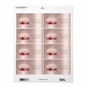 Étiquette Moderne Elégant Rose élégant Diamants Or Lotus (Feuille entière)