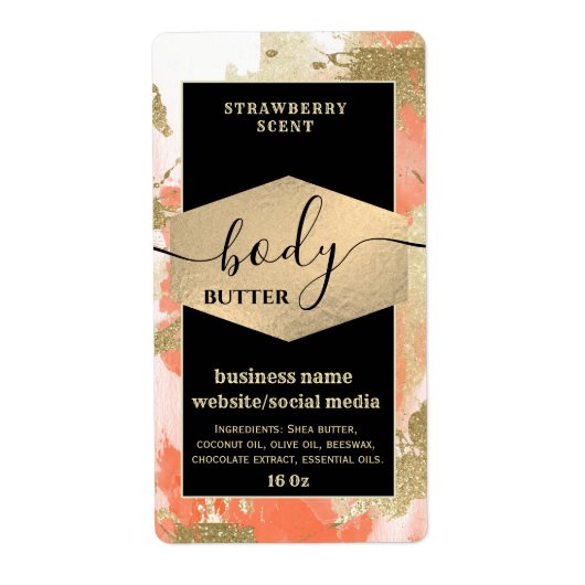 Étiquette Moderne élégant script d'aquarelle corps beurre ét (Devant)