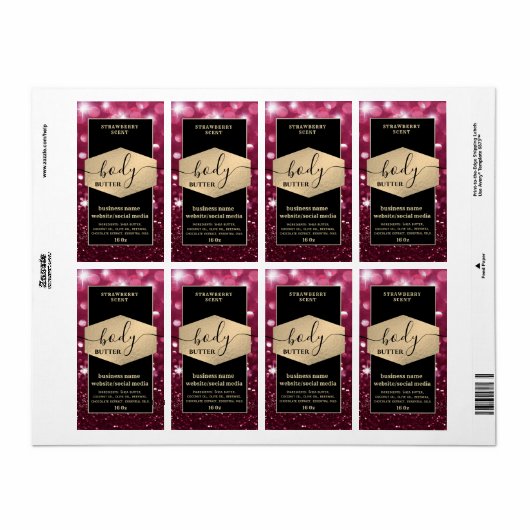 Étiquette Moderne élégant script scintillé corps beurre étiq (Feuille entière)