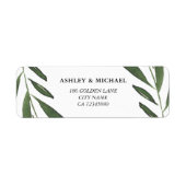 Étiquette Moderne Elegant Vert Aquarelle Mariage feuille (Devant)