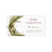 Étiquette Moderne élégante couronne de Noël Adresse de retou (Devant)