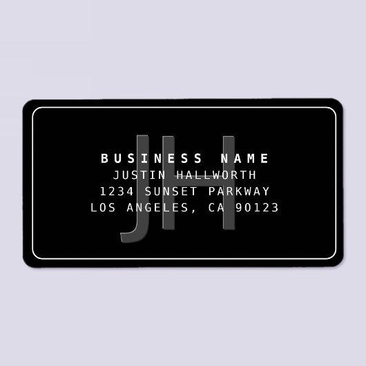 Étiquette Moderne Faux Embossés Monogramme Adresse d'entrepr