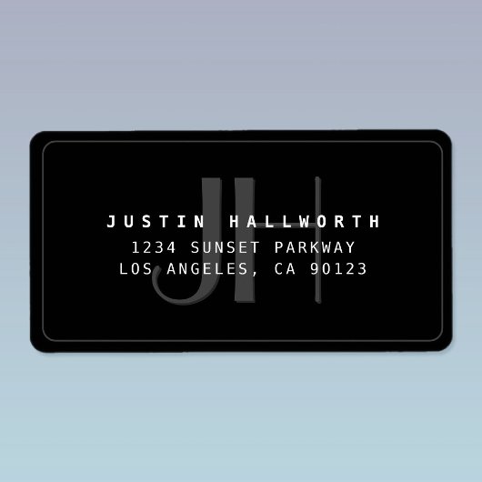 Étiquette Moderne Faux Embossés Monogramme Adresse d'entrepr