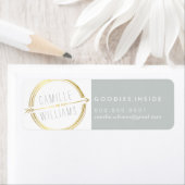 Étiquette MODERNE FLÈCHE LOGO feuille d'or rustique dessinée (En situation)