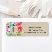 Étiquette Moderne Fleurs Brillantes Marron Kraft Fête de Mar (En situation)