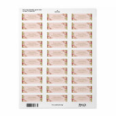 Étiquette Moderne floral rose poudré et paillettes dorées (Feuille entière)