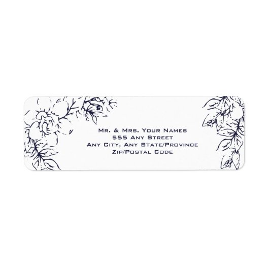 Étiquette Moderne, Gardenia, Marine et Blush, Mariage (Devant)