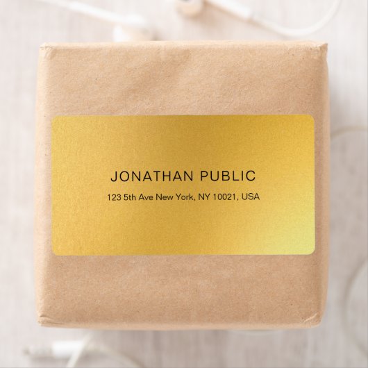Étiquette Moderne Glamor Gold Plain Elegant Golden Shipping (En situation)