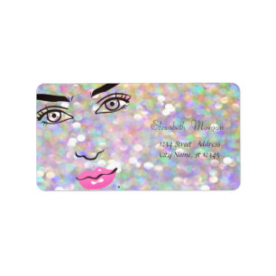 Étiquette Moderne Glamour Luxueux Coloré, Bokeh, Visage Fémi