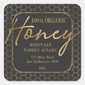 Étiquette moderne Gold Charcoal Honeypeb Honey Api (Devant)