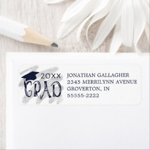 Étiquette Moderne Graduation Main Lettré GRAD Couleurs perso
