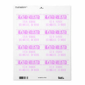 Étiquette Moderne Gras Magenta & Blanc (Feuille entière)