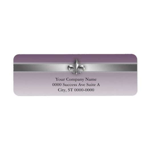 Étiquette Moderne Gris aubergine Violet Argent Fleur de Lis (Devant)