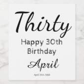Étiquette moderne Happy 30th Birthday Wine Bottle (Étiquettes simples)