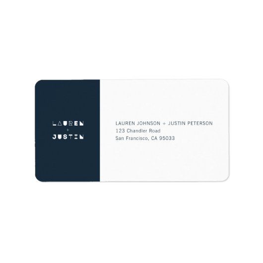 Étiquette Moderne + Mariage géométrique Adresse de retour (Devant)