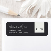 ÉTIQUETTE MODERNE MINIMAL NOIR ET BLANC MARIAGE SCANDI RETU (En situation)