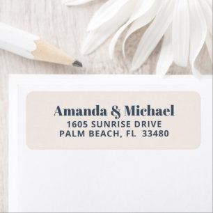 Étiquette Moderne minimaliste Marine bleu et écrou écru