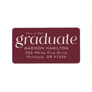 Étiquette Moderne minimaliste Maroon Graduation Adresse de r