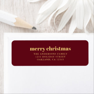 Étiquette Moderne minimaliste Rouge & Or Joyeux Noël La