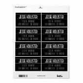Étiquette Moderne Noir & Blanc Gras (Feuille entière)