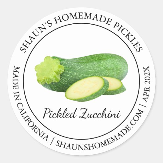 Étiquette moderne Pickling Zucchini (Devant)