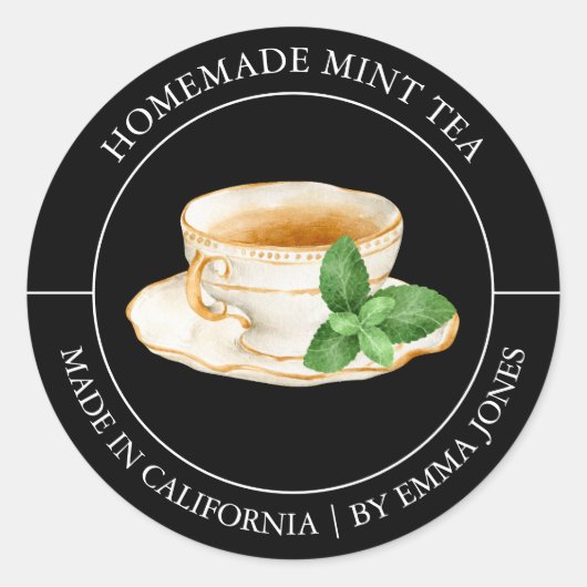 Étiquette moderne pour thé à la menthe (Devant)