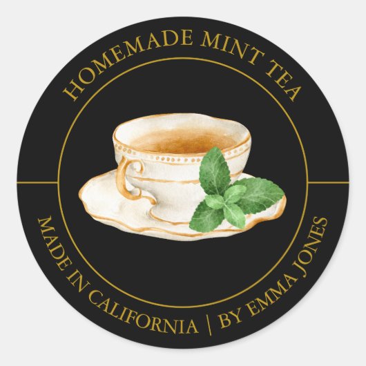 Étiquette moderne pour thé à la menthe (Devant)