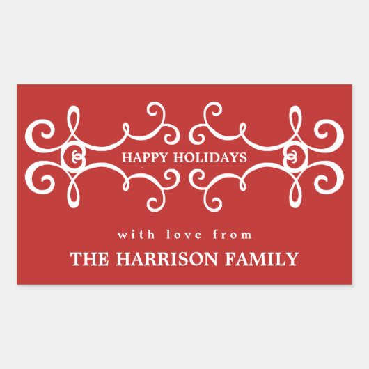 Étiquette moderne/rouge de cadeau de Noël de (Devant)