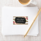 Étiquette Moderne Rustique Chic Burlap Stripes Floral (En situation)