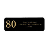 Étiquette Moderne Script Black Gold Quatre-Vingts 80e Annive (Devant)