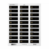 Étiquette Moderne Script Black Gold Quatre-Vingts 80e Annive (Feuille entière)