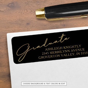 Étiquette Moderne Script Gradué Black Gold