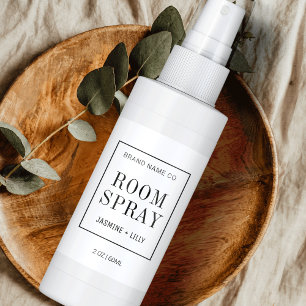 Étiquette Moderne Simple Black White Room Spray Bottle