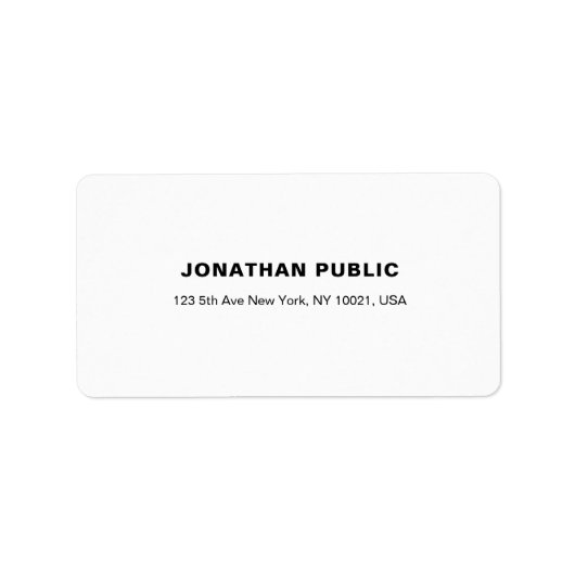 Étiquette Moderne Simple Chic Blanc Plat Adresse Créative (Devant)