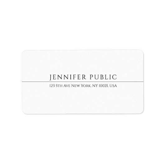 Étiquette Moderne simple élégant Modèle professionnel blanc (Devant)