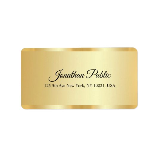Étiquette Moderne Simple Élégante Calligraphie Script Nom Or (Devant)