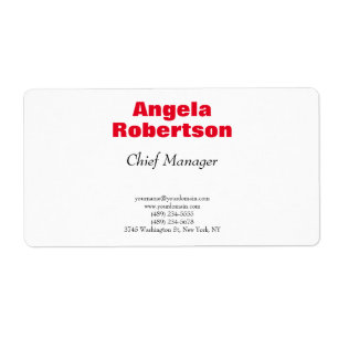 Étiquette Moderne simple minimaliste rouge blanc