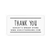 Étiquette Moderne Simple Petite Entreprise Noir Blanc Merci (Devant)