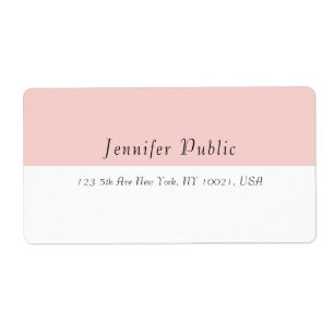 Étiquette Moderne Simple Template Rose Pâle Blanc Élégant
