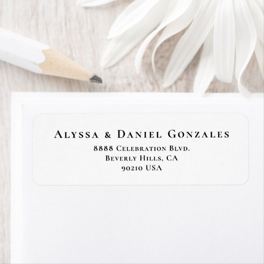 Étiquette Moderne Simple typographie mariage adresse de reto (En situation)