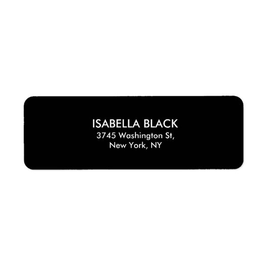 Étiquette Moderne tendance Noir simple Plaine Élégant (Devant)