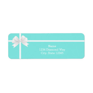 Étiquette Moderne Turquoise Bleu Branché Diamant Arc