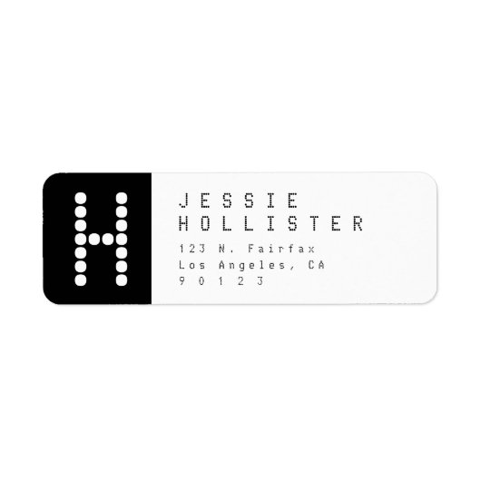 Étiquette Moderne unique | Adresse de retour noir et blanc (Devant)
