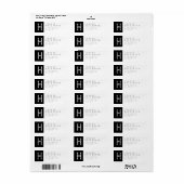 Étiquette Moderne unique | Adresse de retour noir et blanc (Feuille entière)