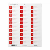Étiquette Moderne unique | Adresse de retour rouge et blanc (Feuille entière)
