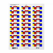 Étiquette Modernisme Rouge Bleu Jaune Blanc Abstrait primair (Feuille entière)