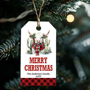 Étiquette modifiable à carreaux de Noël occidental