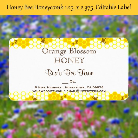 Étiquette modifiable de rayon de miel d'abeille à 