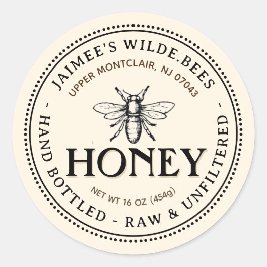 Étiquette modifiable Héraldic Bee Raw Hand Bottt H (Devant)